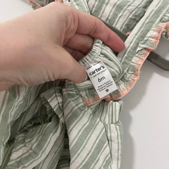 Carter's Baby Girls Green Stripe Onesie & Headband Bundle Size 6 Months - Picture 4 of 5